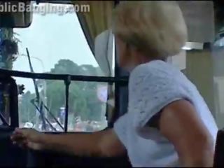 Crazy daring public bus x rated clip action in front of amazed passengers and strangers by a couple with a adorable young woman and a guy with big putz doing a blowjob and a vaginal intercourse in a local transportation